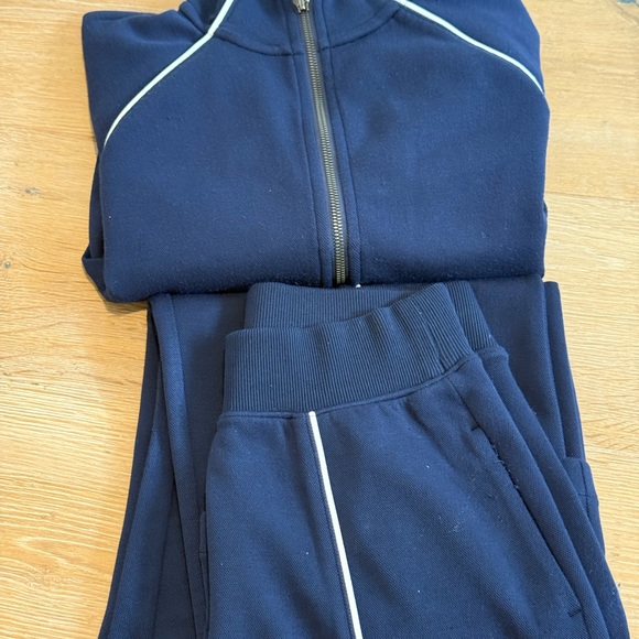 SPANX AIR ESSENTIALS pique Straight leg pants AND track jacket PETITE SMALL - Picture 5 of 6